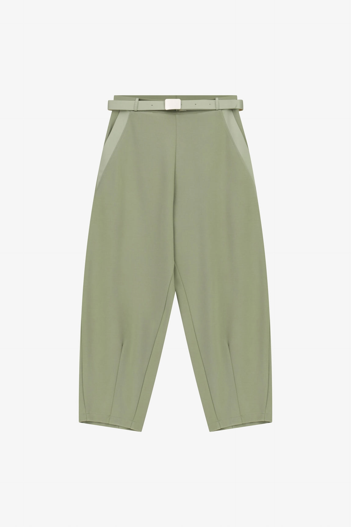 Pantalon ballon 3/4 taille haute ceinturé vert d'eau – Imperial Femme