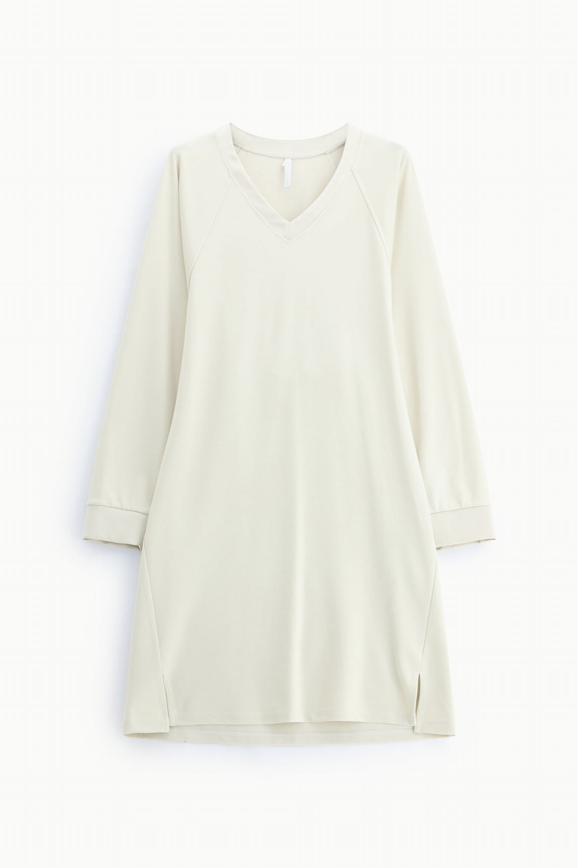 Robe courte trapèze col V manches kimono en satin écru – Imperial Femme