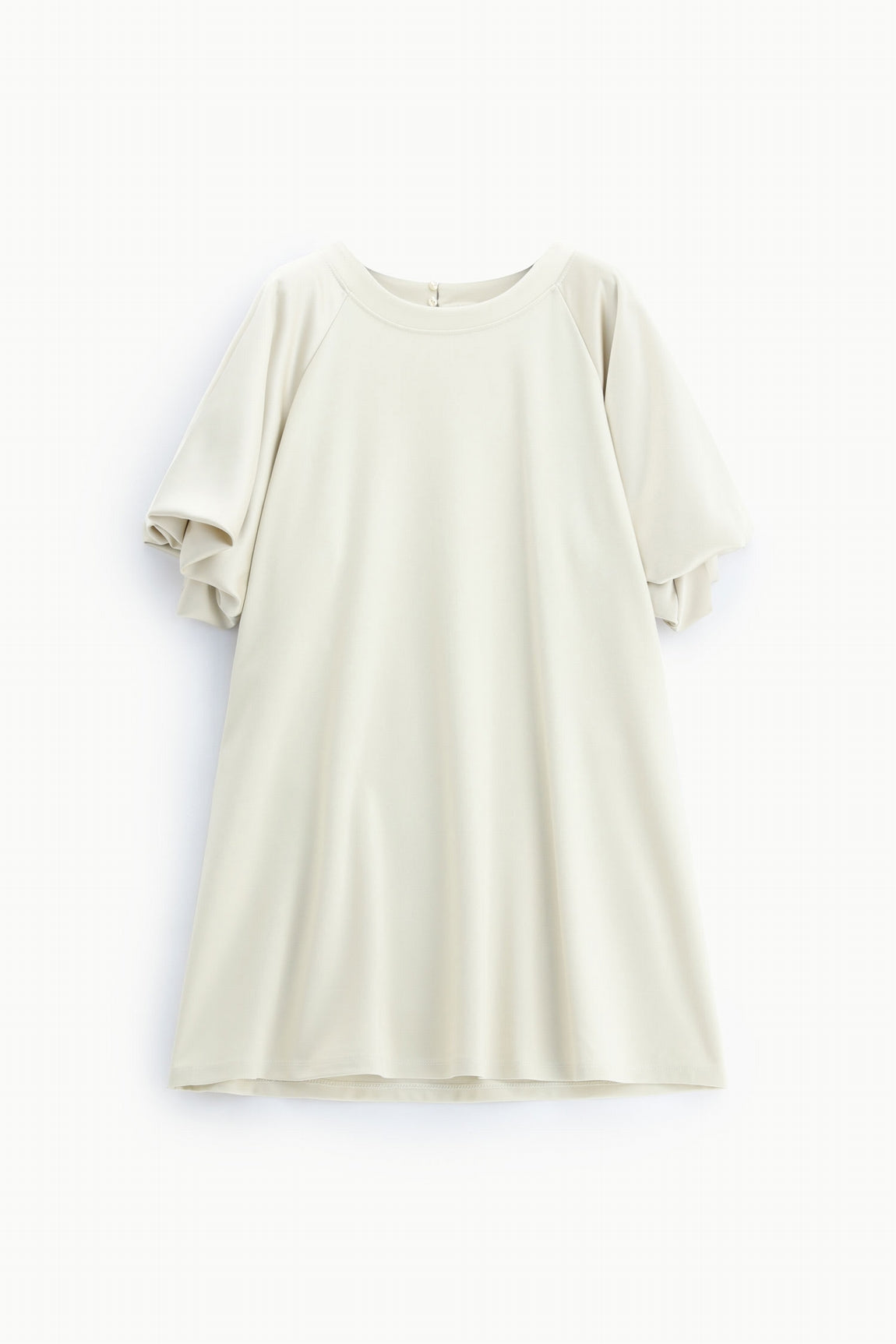 Robe courte trapèze manches ballon en satin écru – Imperial Femme