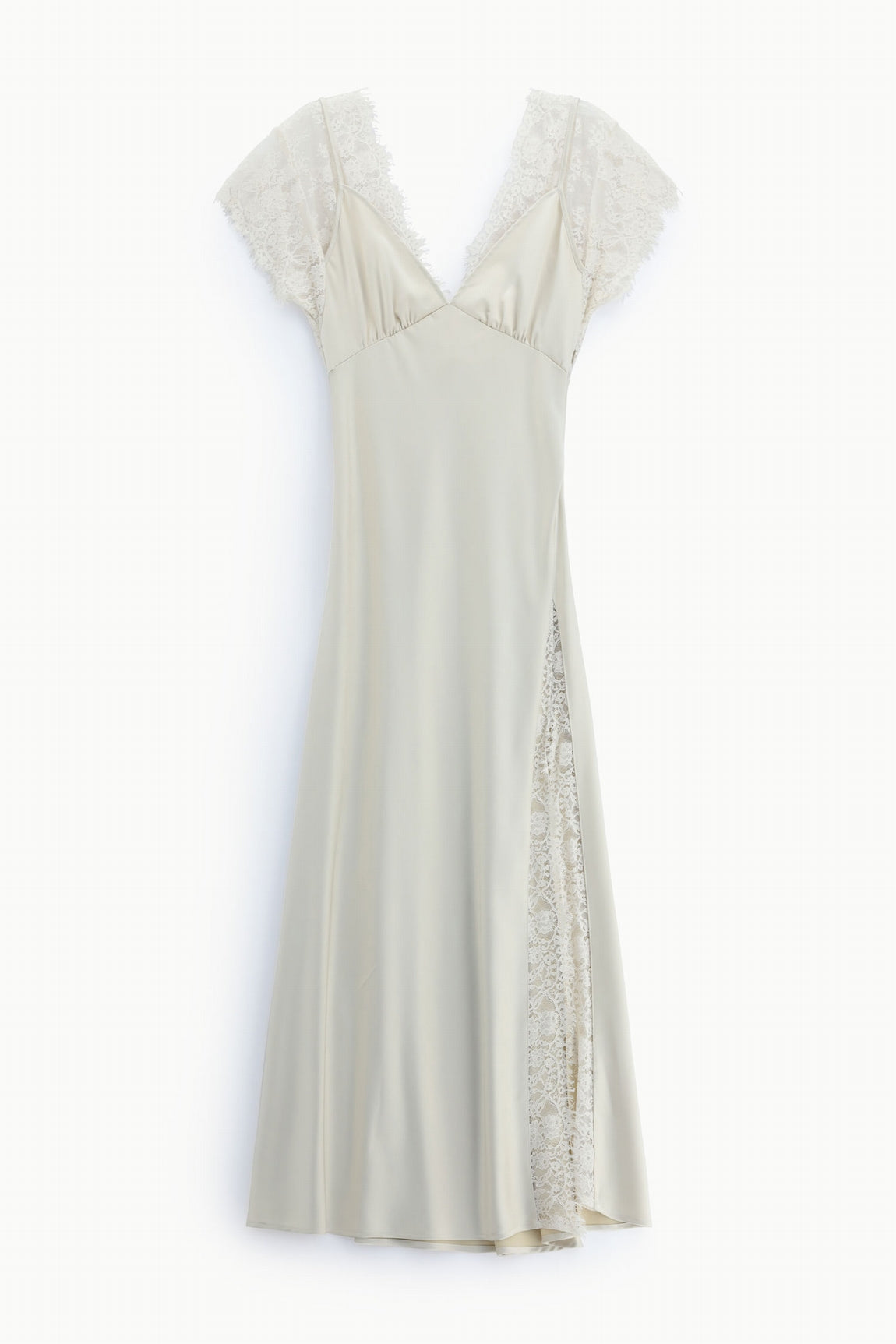 Robe longue en satin et dentelle écru – Imperial Femme