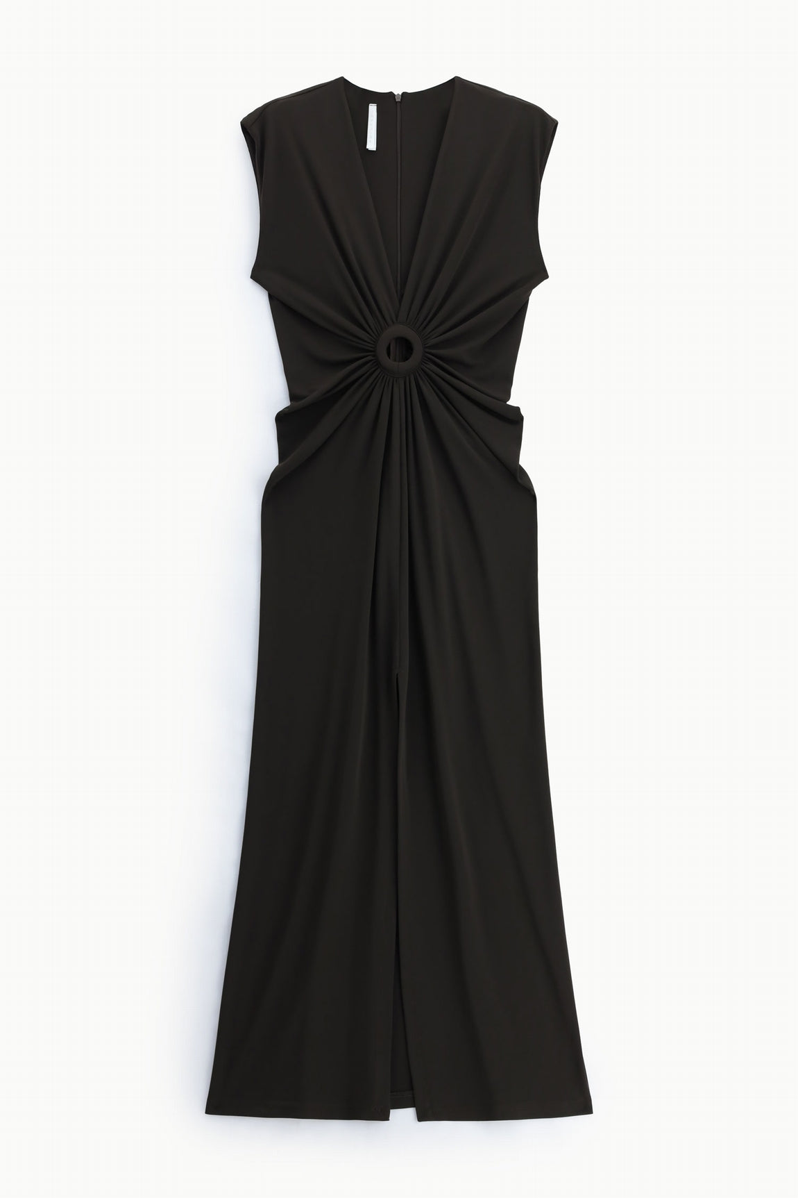 Robe longue drapée sans manches chocolat – Imperial Femme