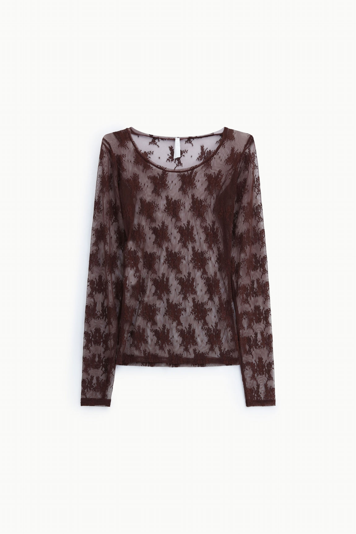 T-shirt en dentelle florale manches longues bordeaux – Imperial Femme