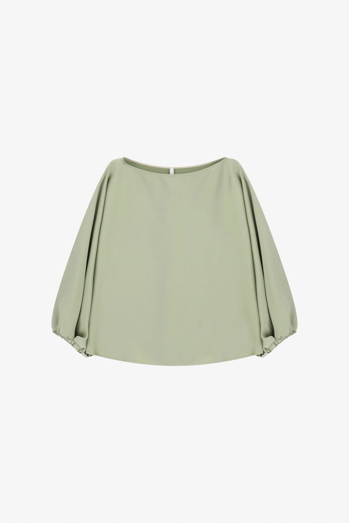 Top col bateau manches ballon en crêpe satin vert d'eau – Imperial Femme