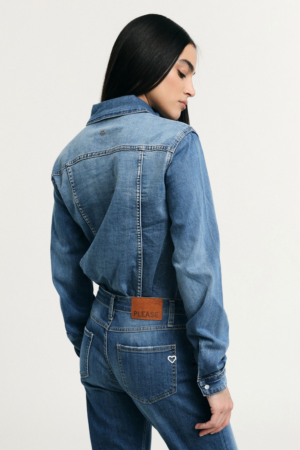 Please Gilet Blu Denim L0e9bq2phn