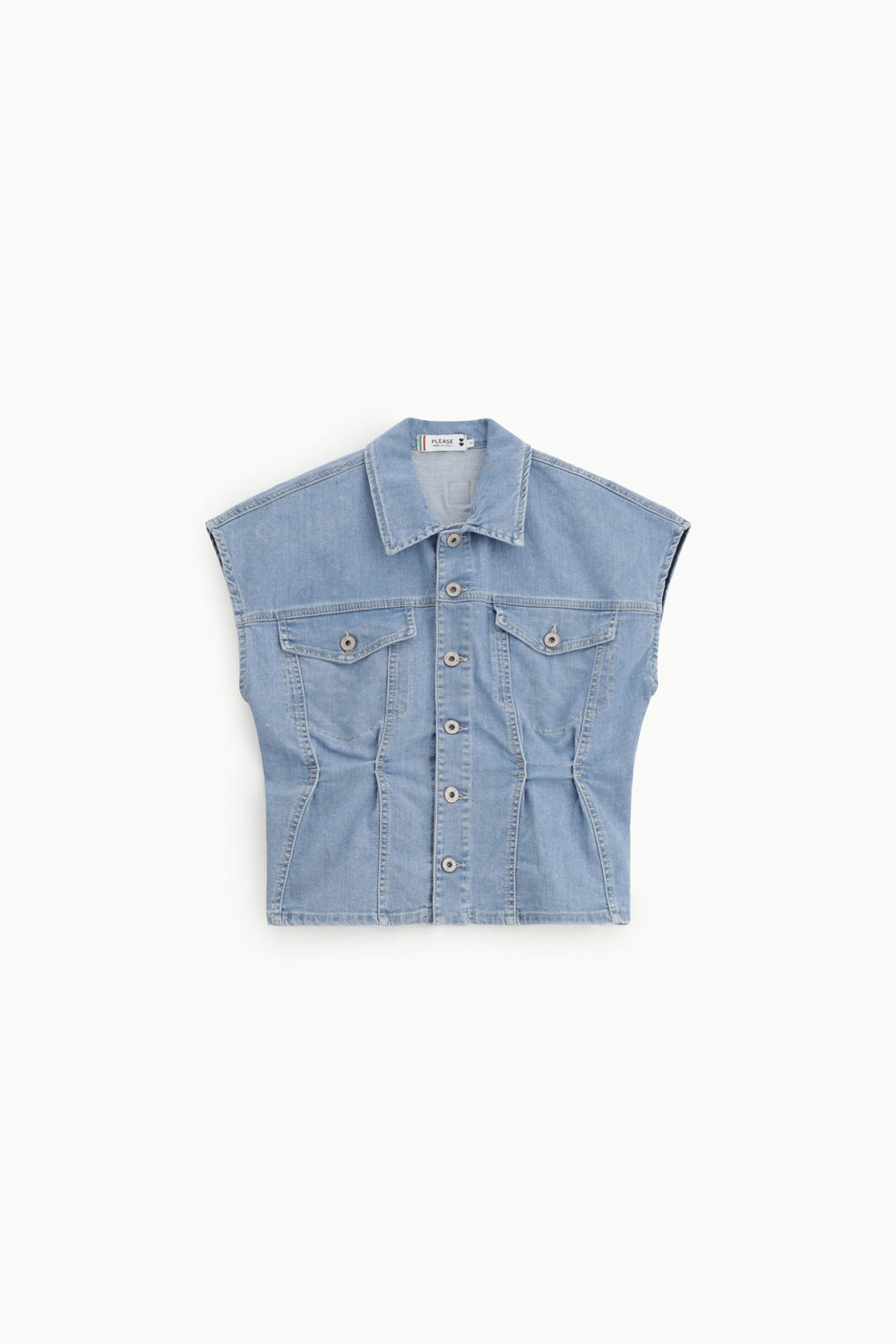 Please Gilet Blu Denim L0e9bq2phn