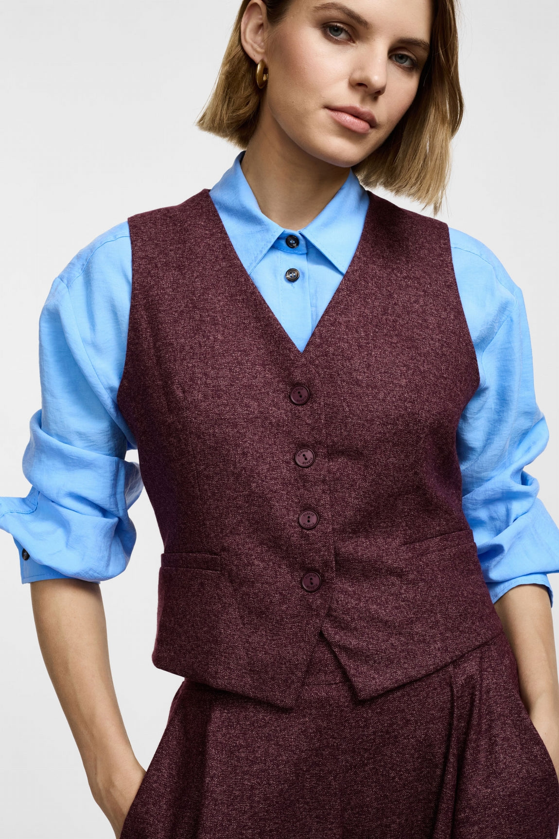 Please Gilet Bordeaux/Bianco L975gg02