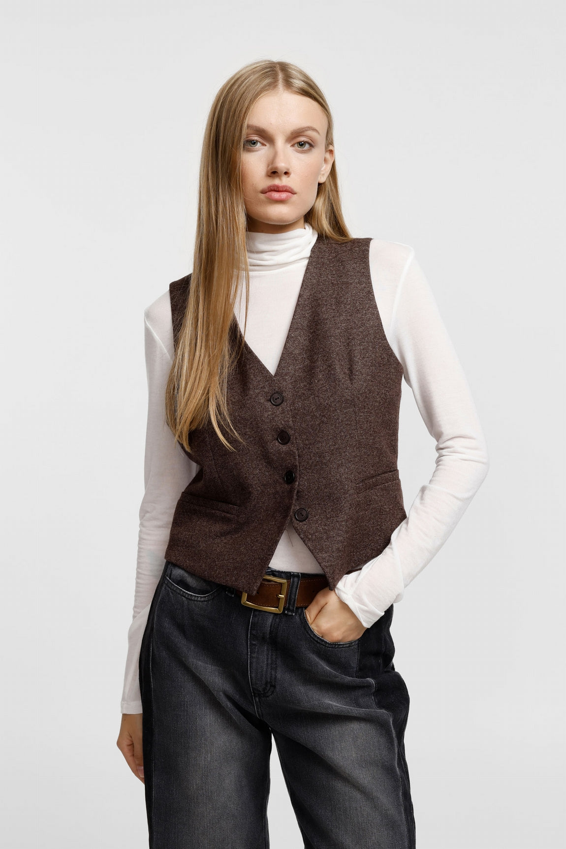 Please Gilet Cioccolato/Bian L975gg02