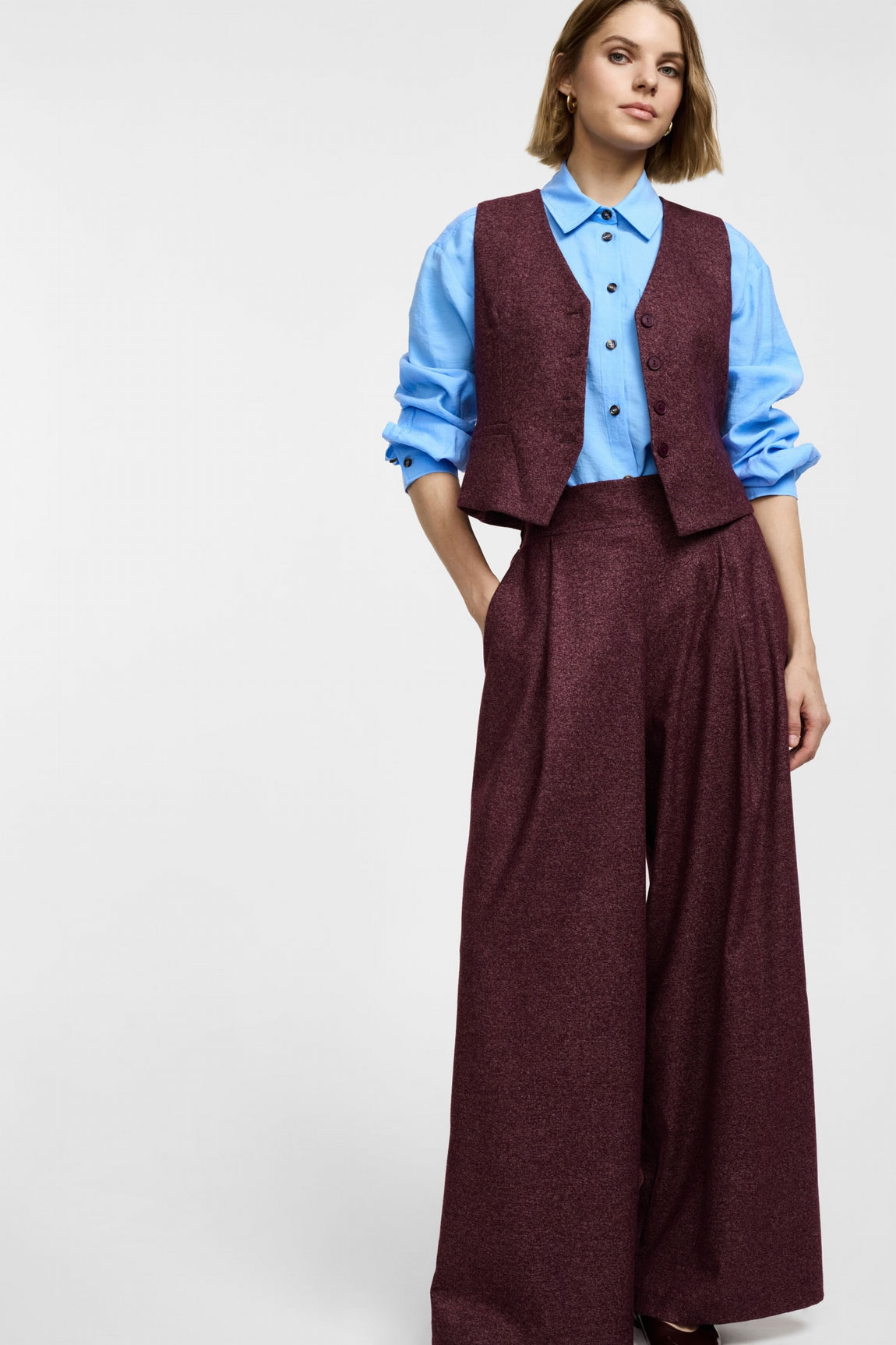 Please Pantalon Bordeaux/Bianco P975gg11