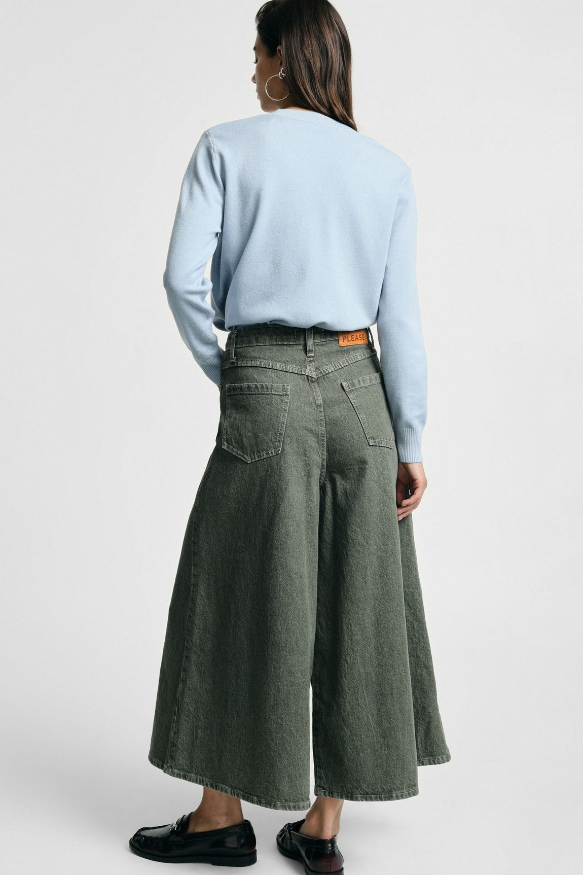 Jean palazzo jupe-culotte kaki – Please Femme, vue 2