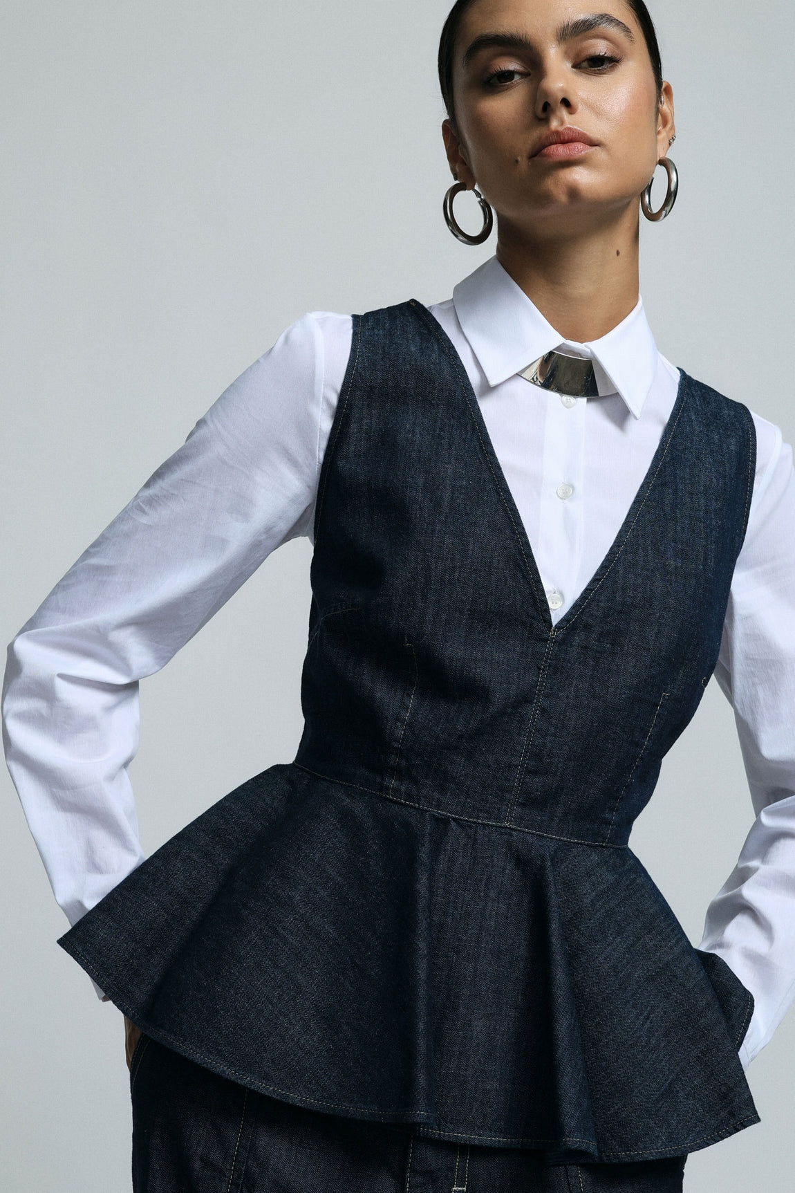 Please Top Blu Denim R0r0zs7c10