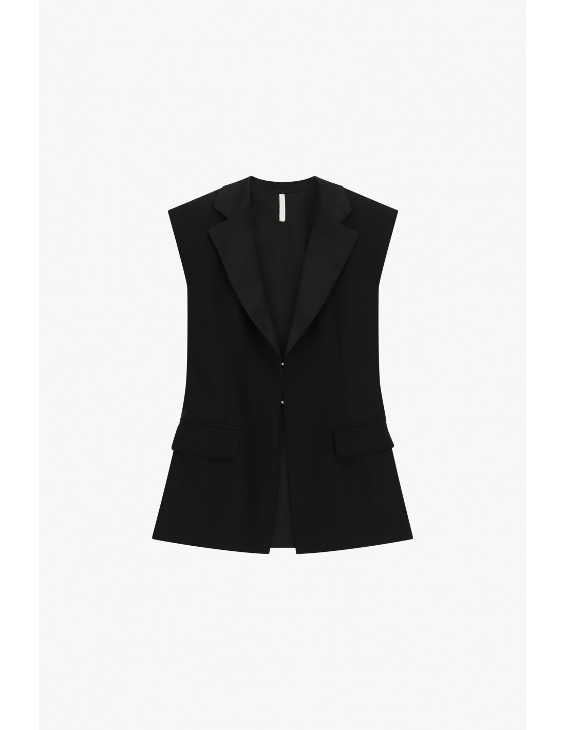 Gilet de tailleur long sans manches noir, vue de face