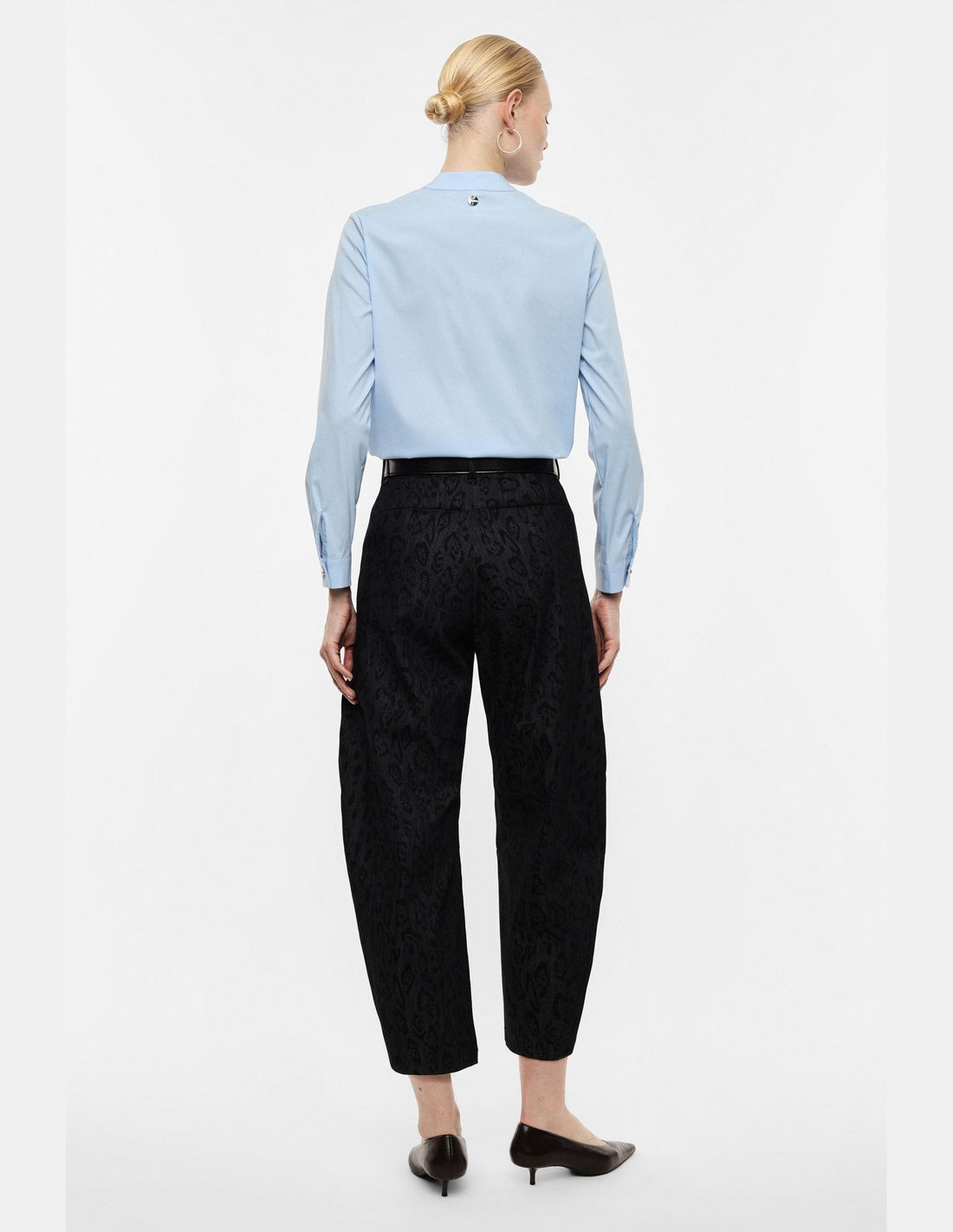 Pantalon barrel en denim léopard bleu Imperial vue portée de dos