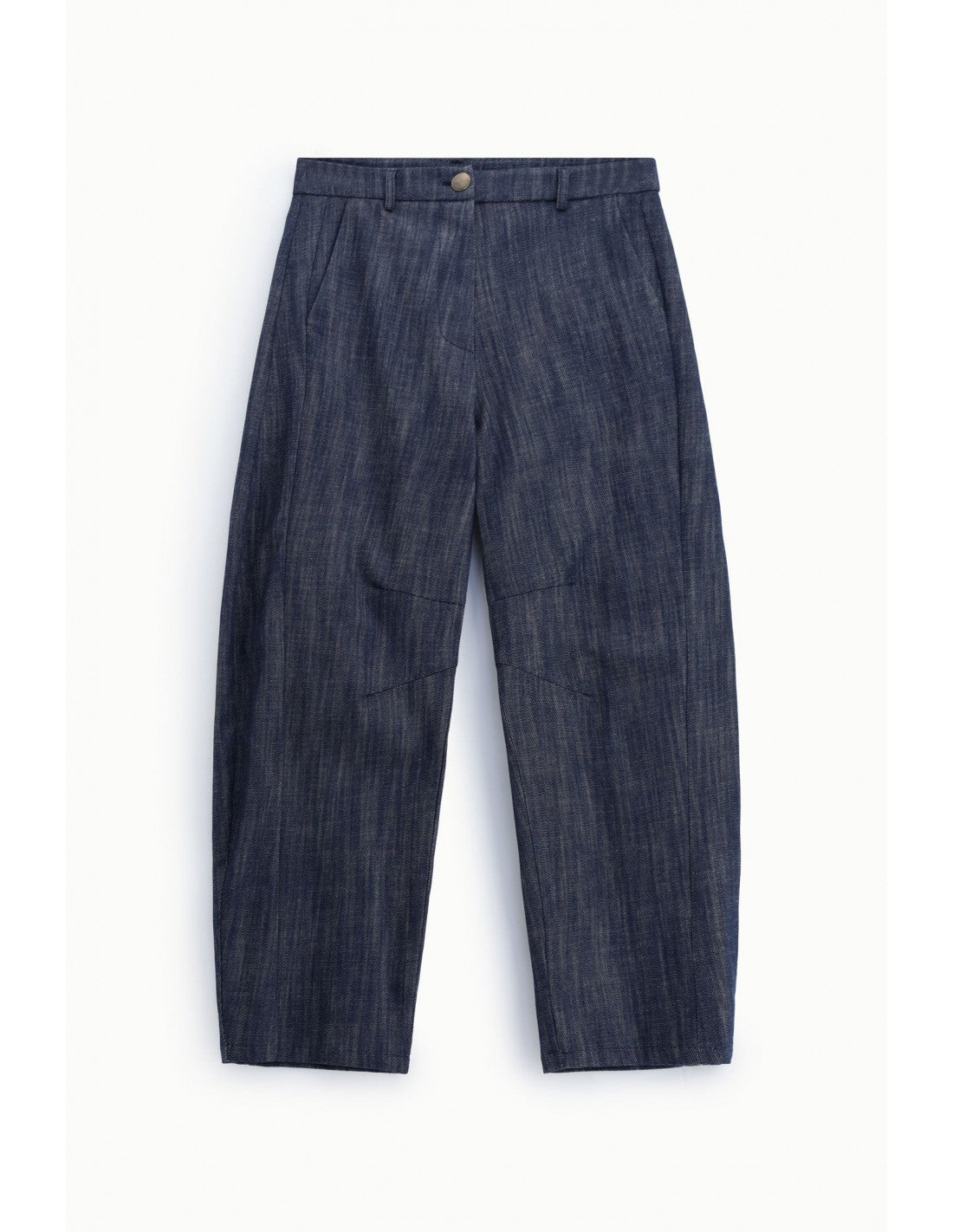 Pantalon carotte en denim brut bleu, vue de face