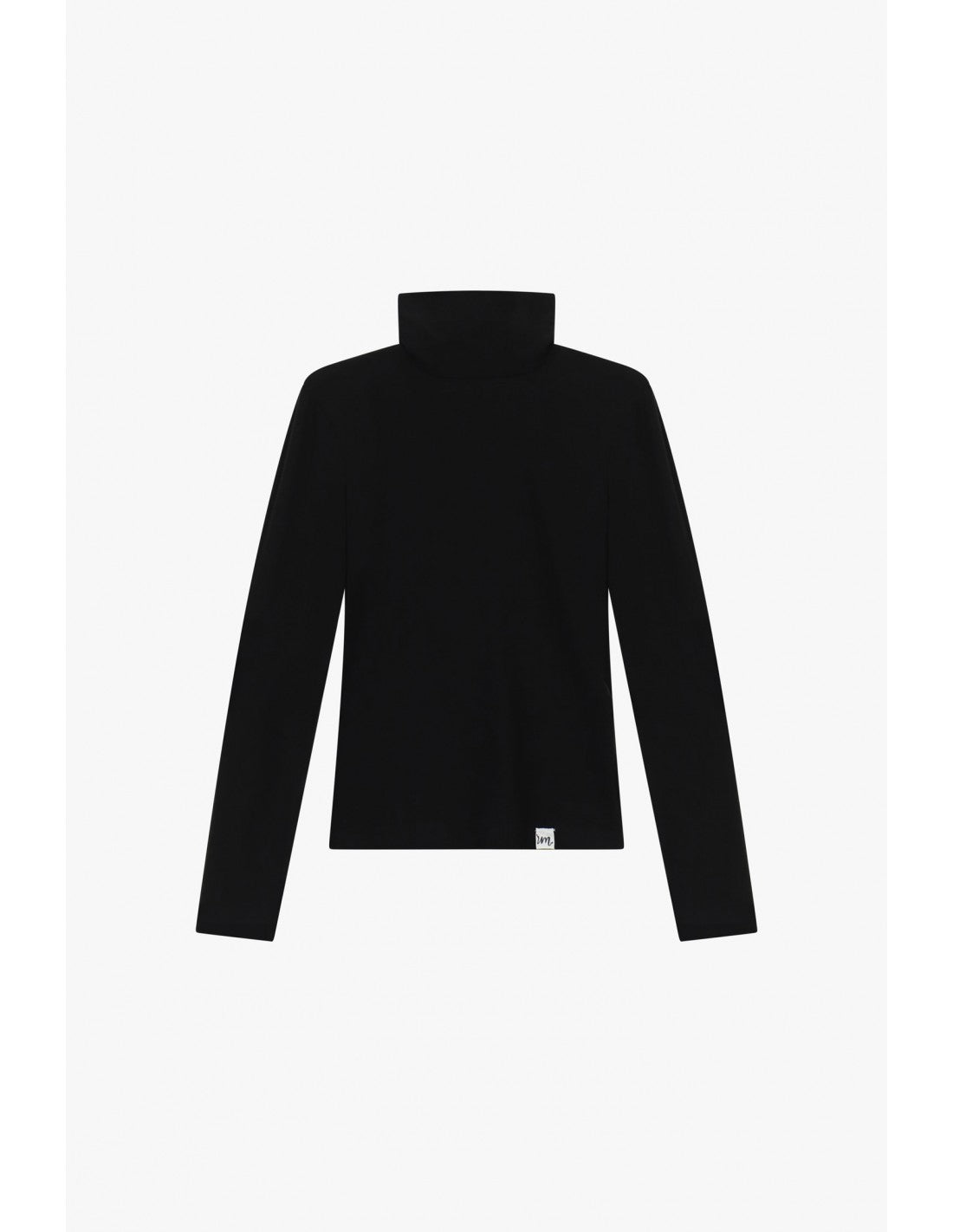 Sous-pull col roulé en laine et lyocell noir, vue de face