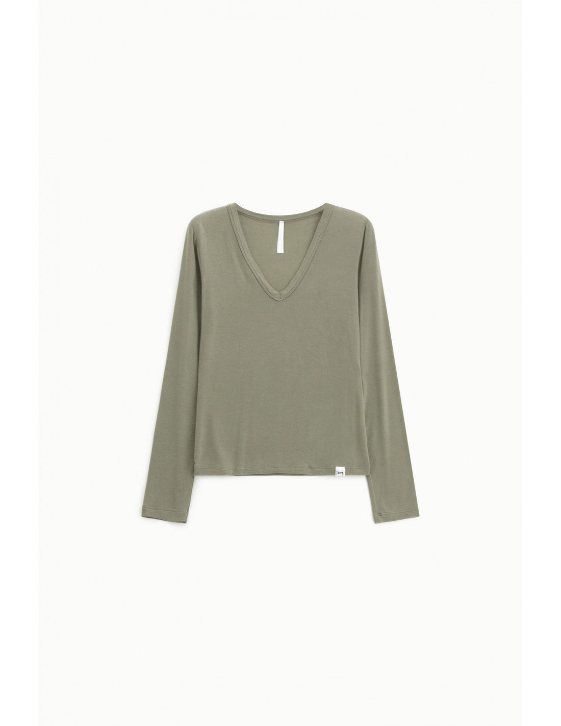T-shirt seconde peau col V kaki, vue de face