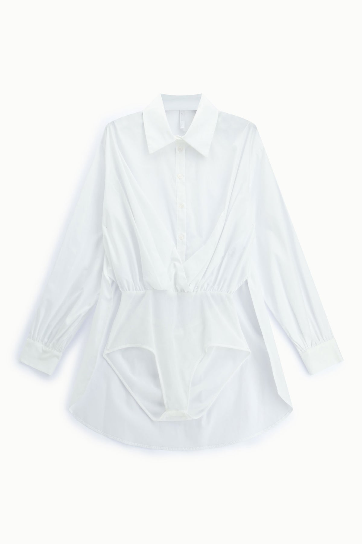 Body chemise en popeline de coton blanc – Femme