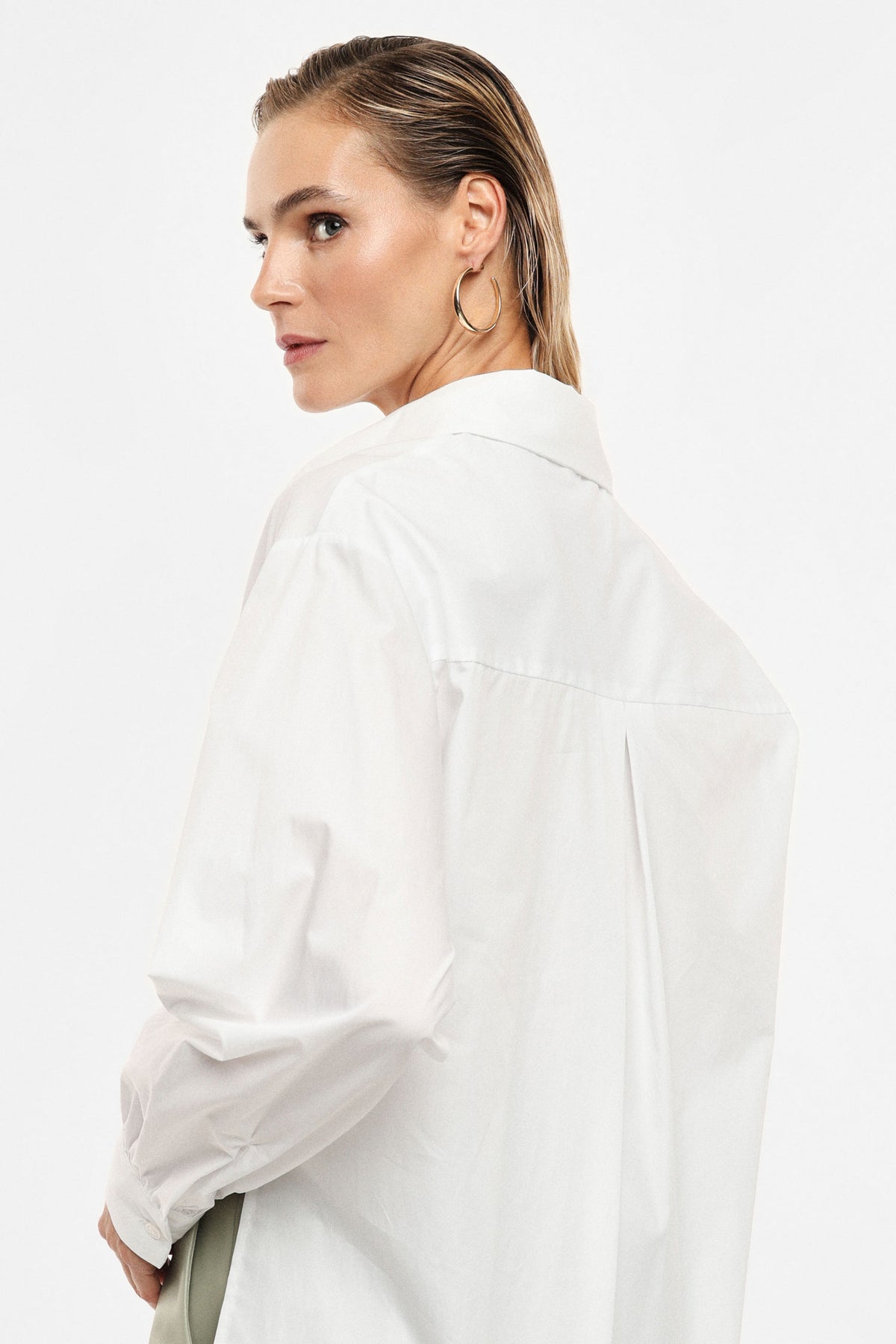 Body chemise en popeline de coton blanc – Femme