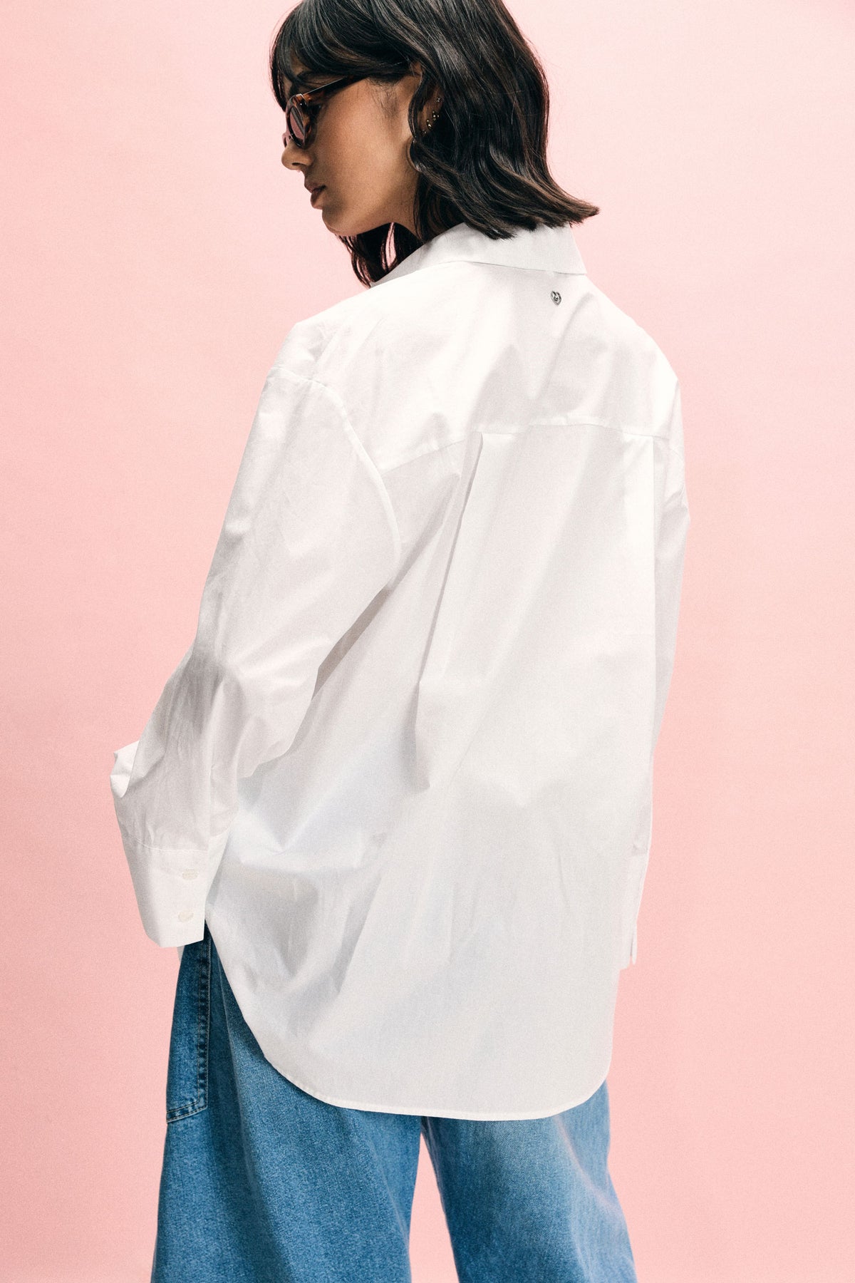 Chemisier fluide à manches kimono trois-quarts blanc – Femme