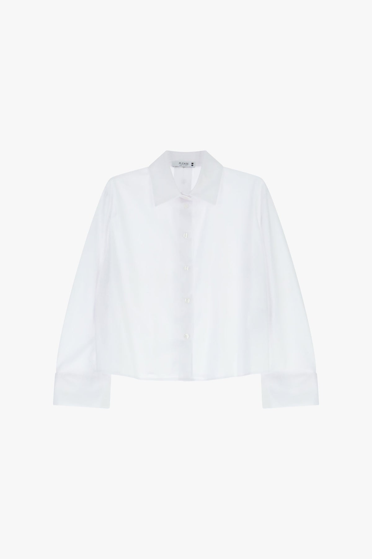 Chemise cropped col classique poignets larges blanc – Please