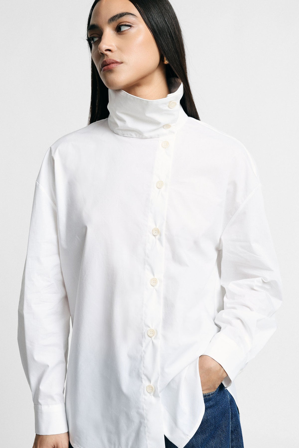 Chemise fluide manches larges en coton blanche – Femme