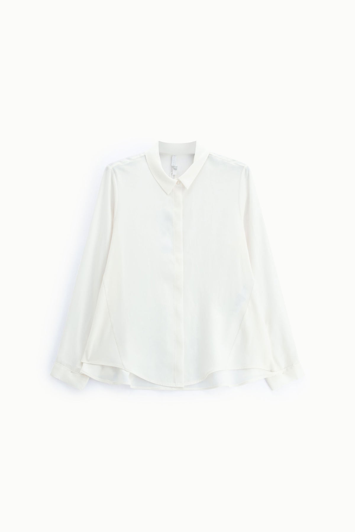 Chemise droite trapèze à ourlet asymétrique blanche – Femme