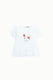 Image de T-shirt col V à motif chien blanc – Femme