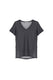 Image de T-shirt col V en viscose et lurex argent – Femme