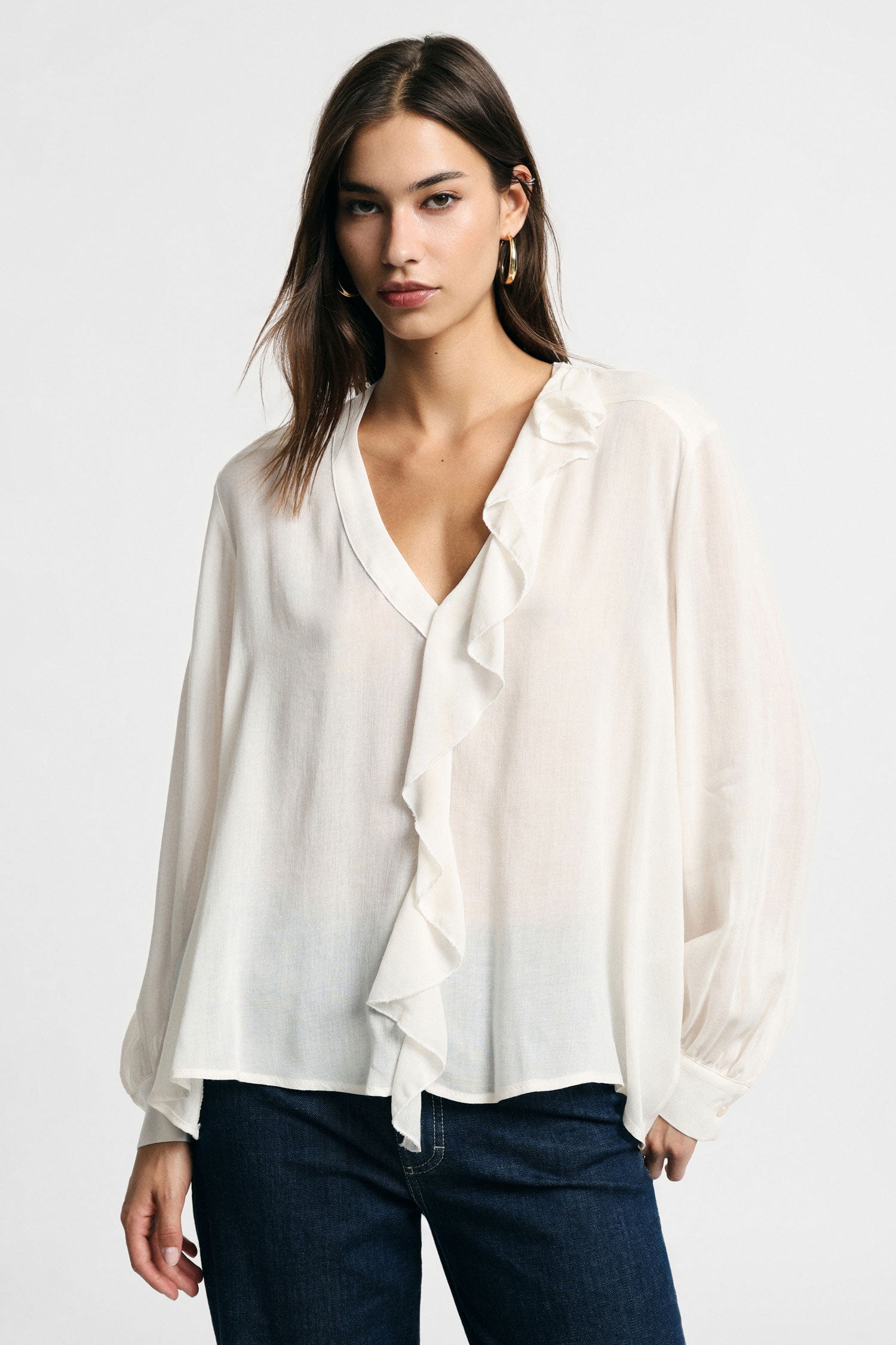 Chemise en laine melangee ecru Please Femme vue de dos