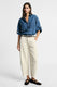 Image de Pantalon ballon 3/4 ourlet effiloché écru – Femme
