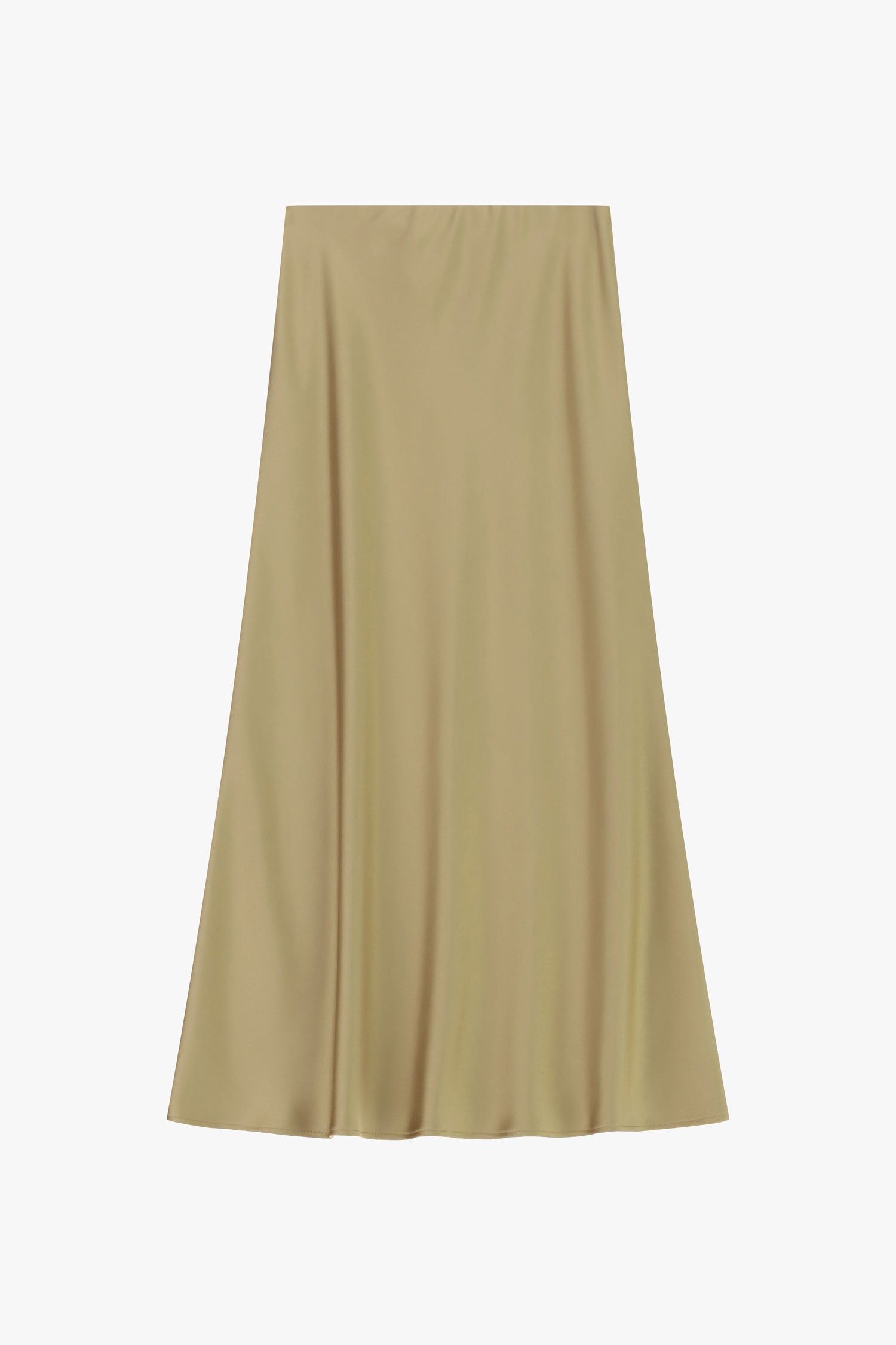 Jupe midi sirene en crepe satin beige Imperial Femme vue de face
