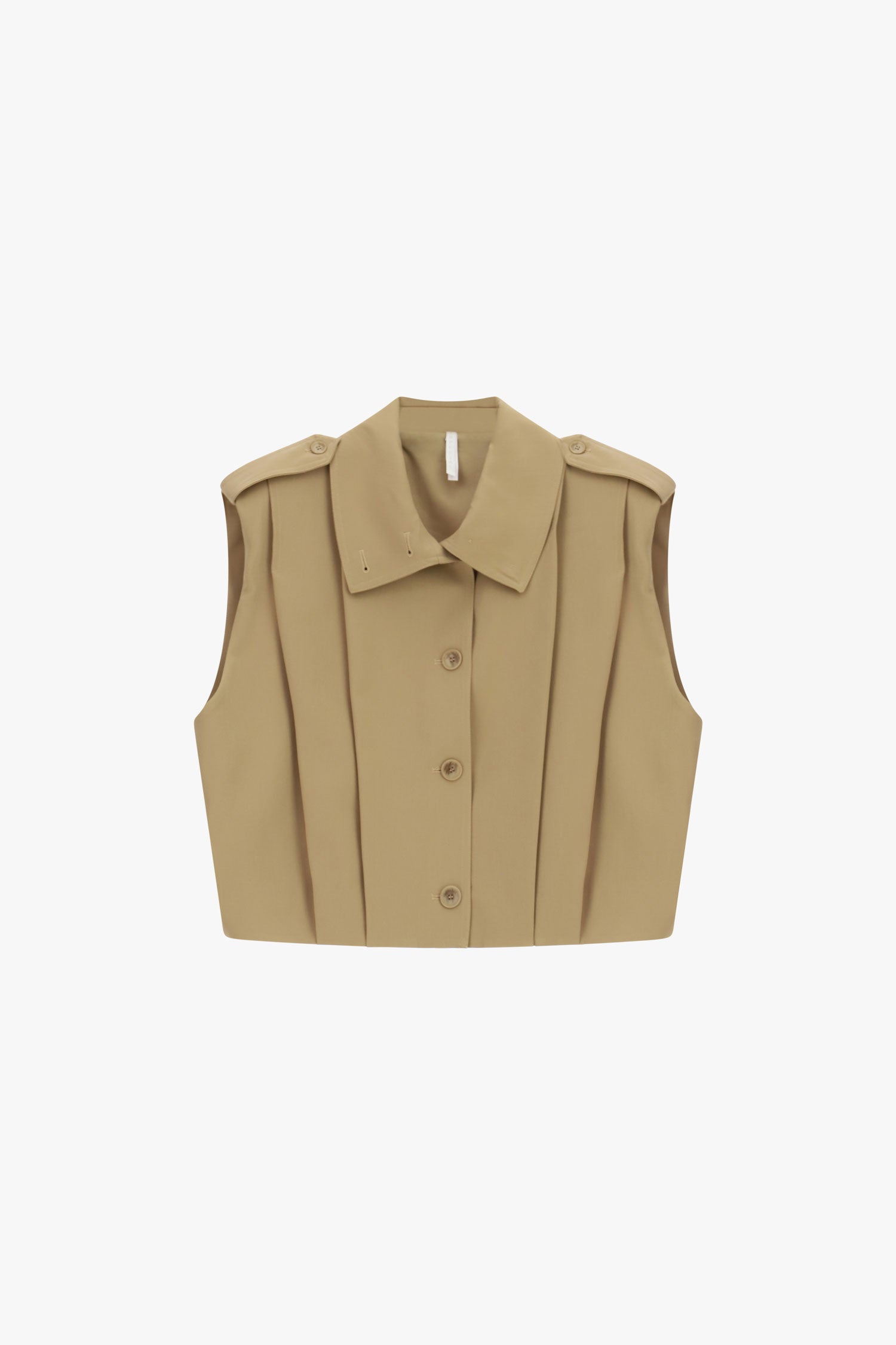 Veste sans manches oversize col montant beige Imperial Femme vue de face