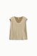 Image de Top sans manches col V en crêpe satin beige – Femme