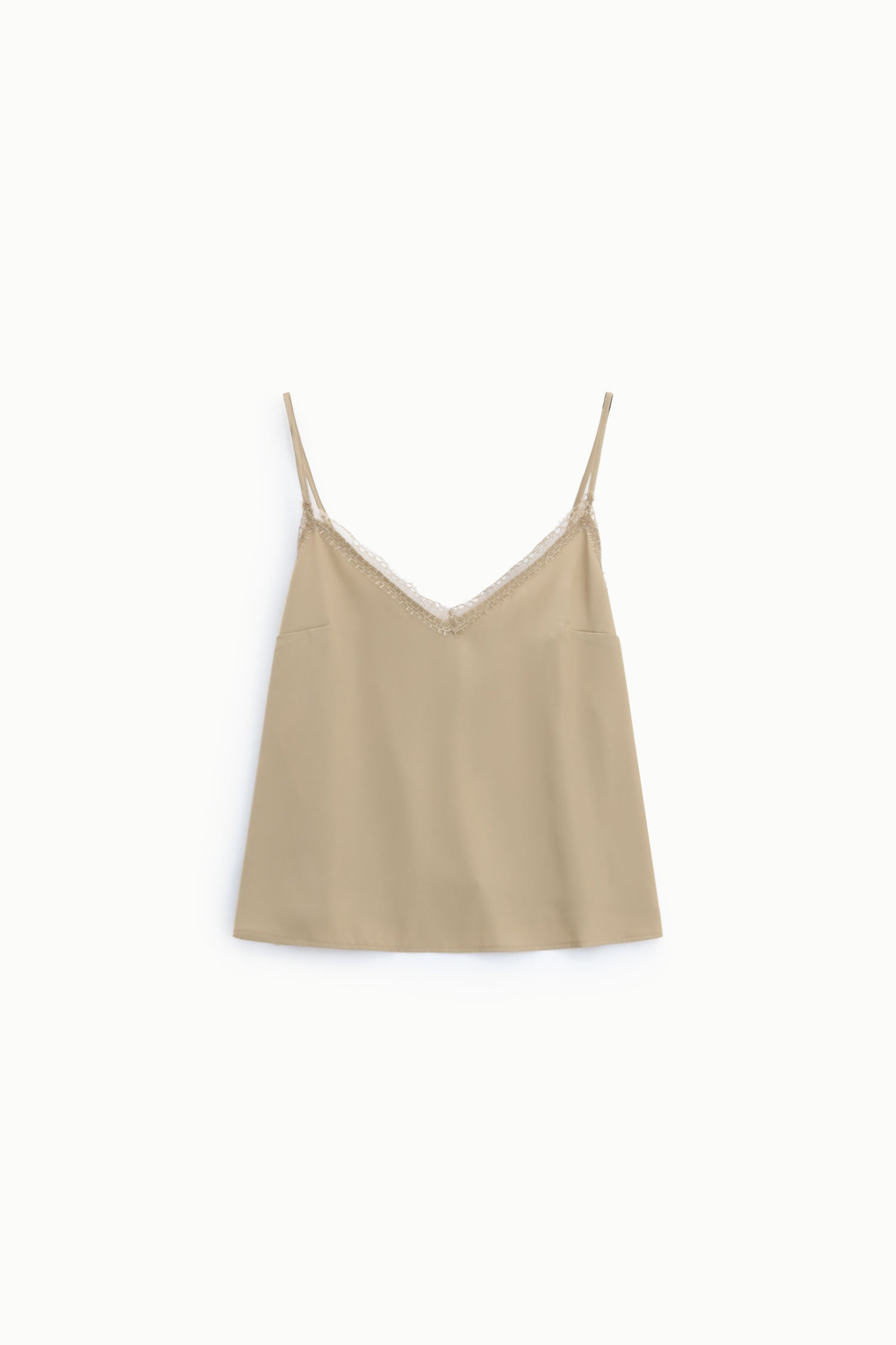 Top caraco borde de dentelle beige Imperial Femme vue de face