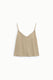 Image de Top caraco bordé de dentelle en crêpe satin beige – Femme