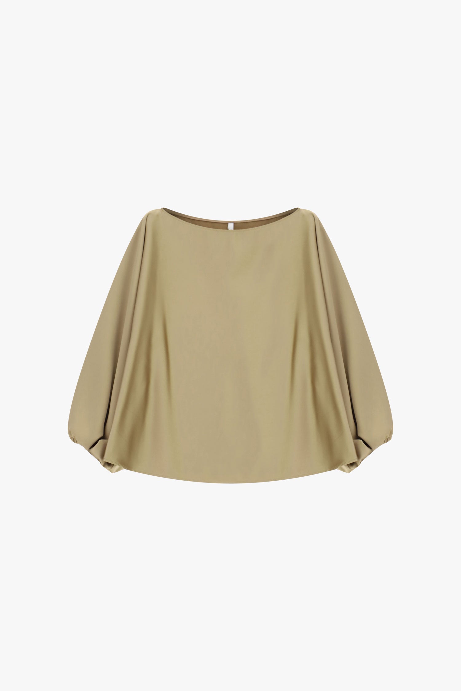 Top col bateau manches ballon beige Imperial Femme vue de face
