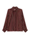 Image de Chemise rayée col montant froncé bordeaux – Imperial