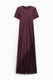 Image de Robe t-shirt longue à jupe asymétrique satinée aubergine – Femme