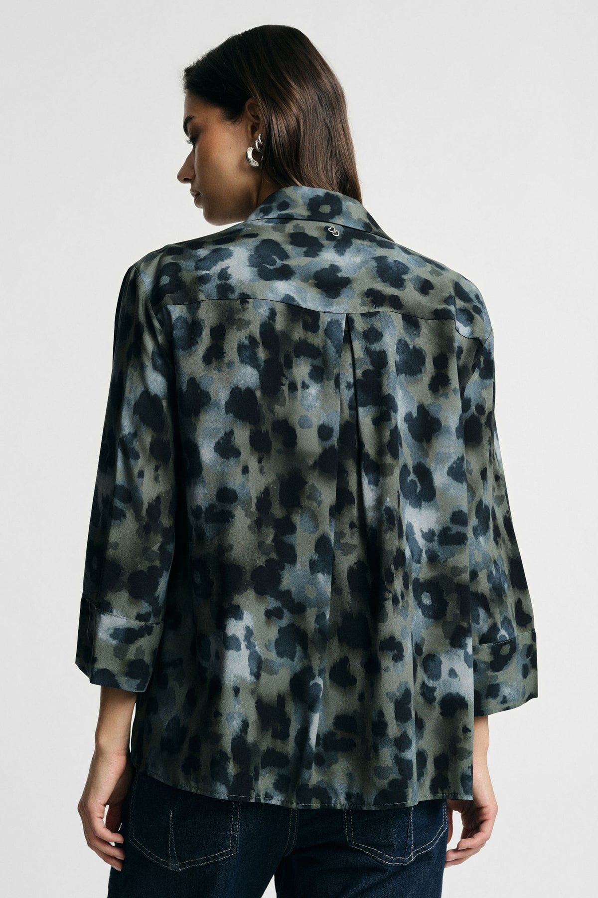 Chemise coupe large manches 3/4 bleu marine – Please