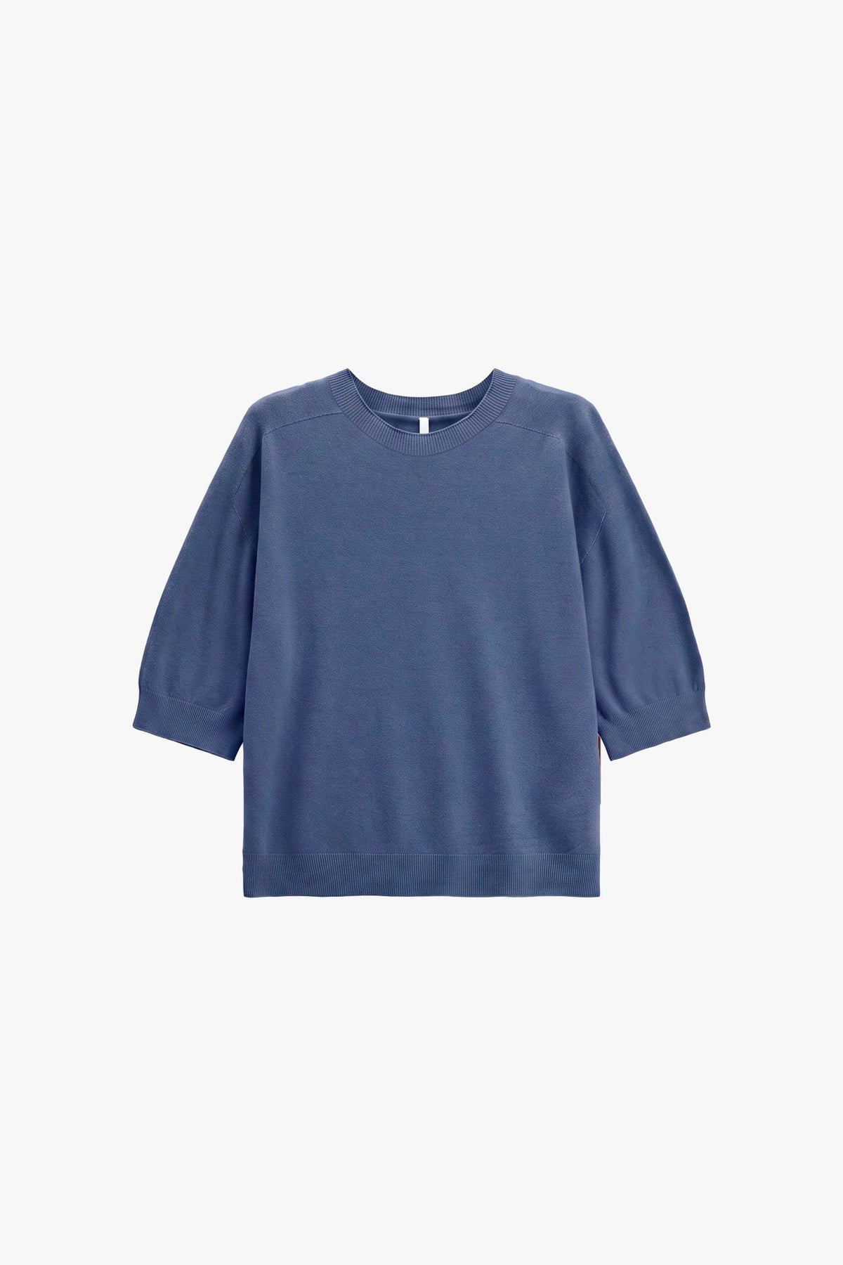 Pull col rond à manches ballon trois-quarts bleu marine Imperial Femme