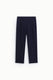 Image de Pantalon fluide forme carotte en crêpe bleu marine – Femme