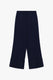 Image de Pantalon palazzo taille haute à ourlet revers large bleu marine – Femme