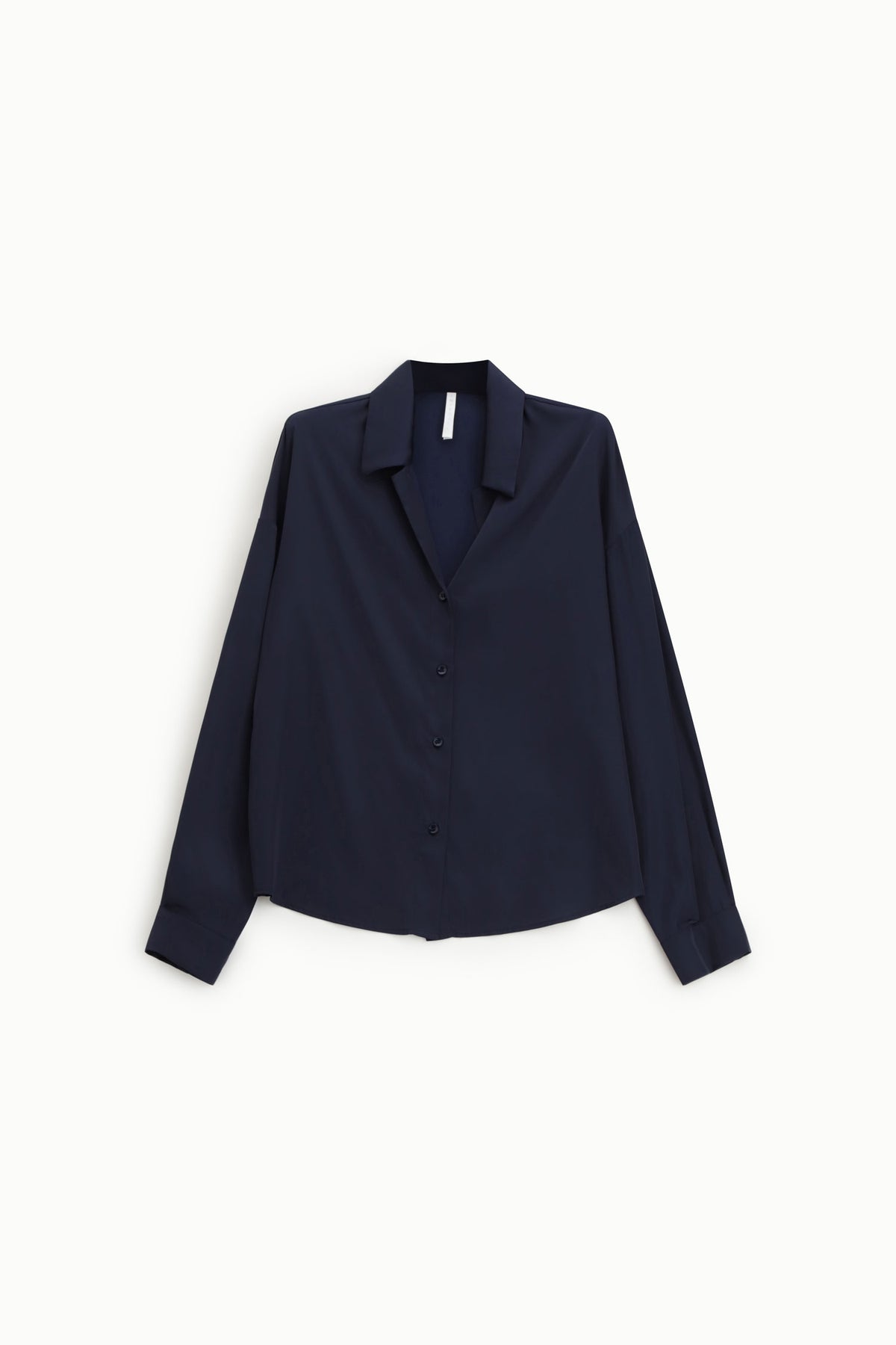 Chemisier oversize en crêpe satin bleu marine – Femme