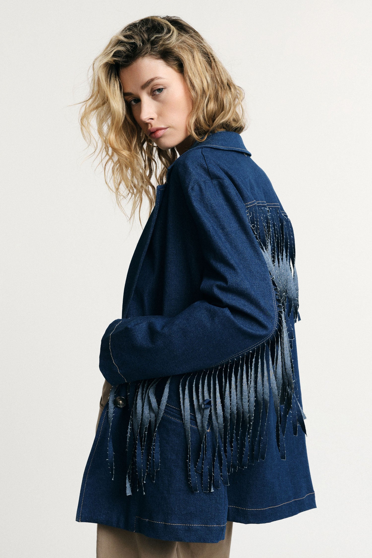 Blazer en jean a franges - Please