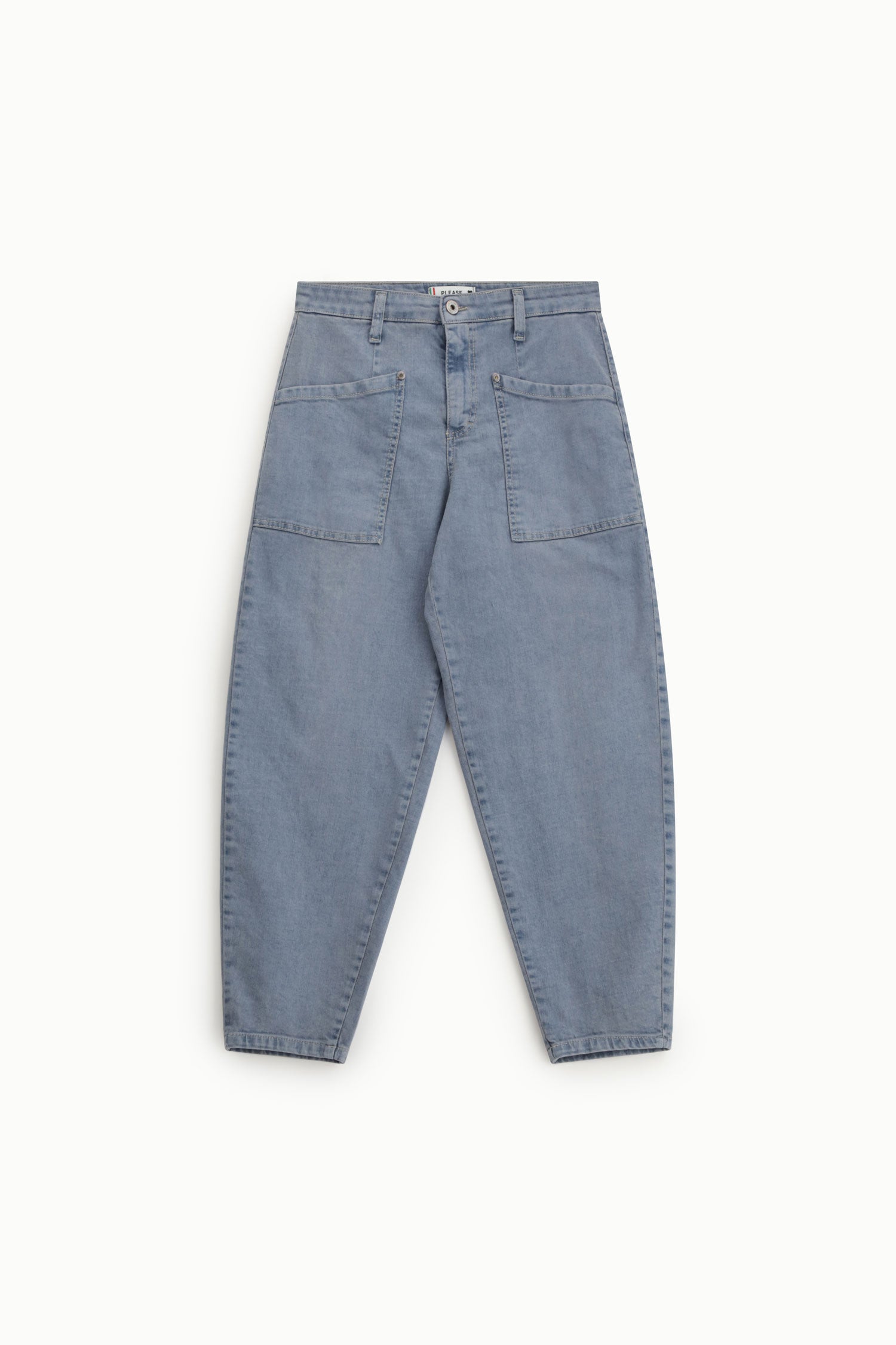 Jean ballon à grandes poches avant en denim clair – Please