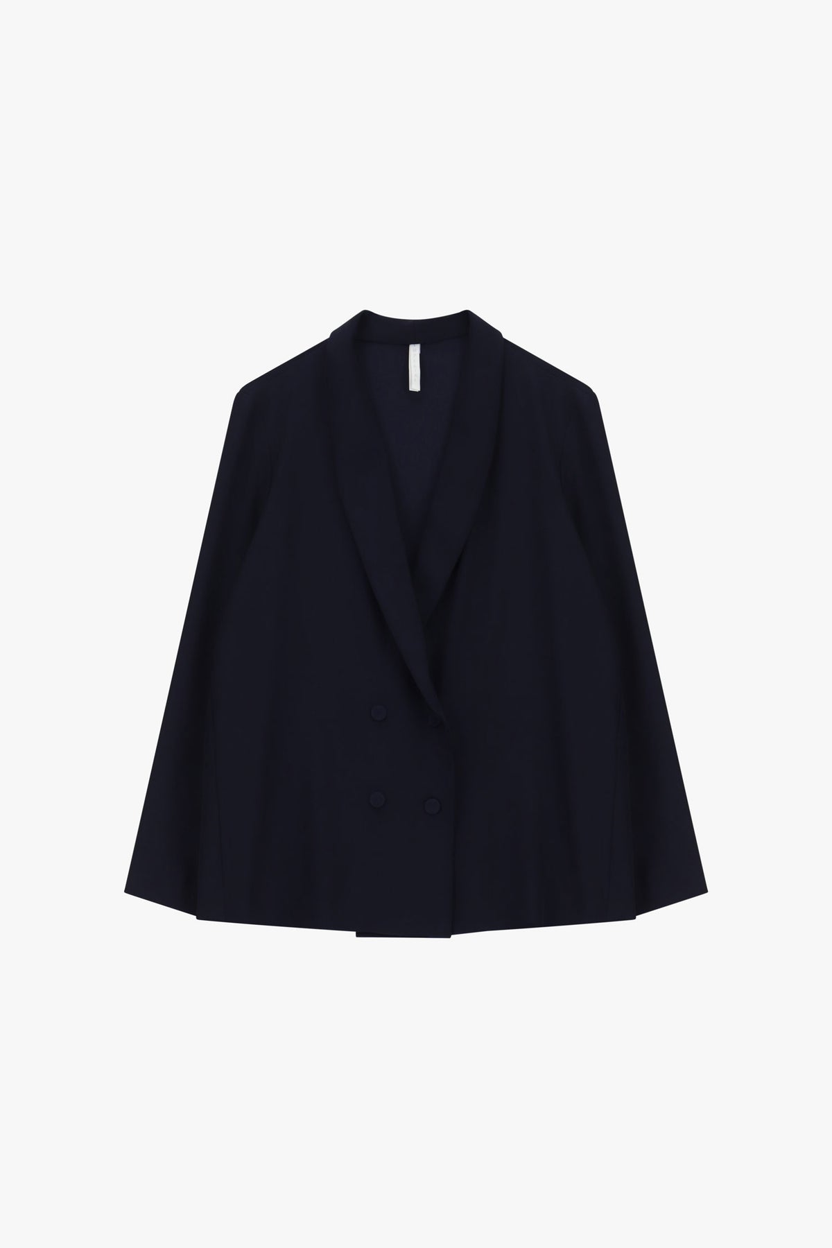 Blazer croisé col châle en crêpe infroissable bleu nuit – Femme