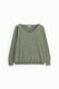 Image de Pull col V vert olive – Femme