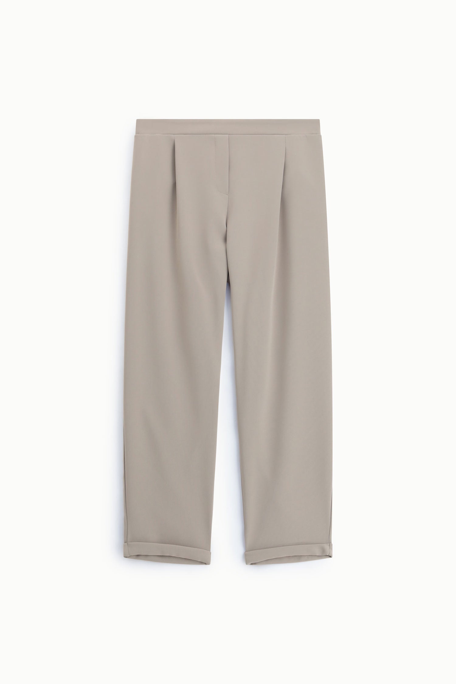 Pantalon fluide forme carotte en crêpe taupe Please Femme