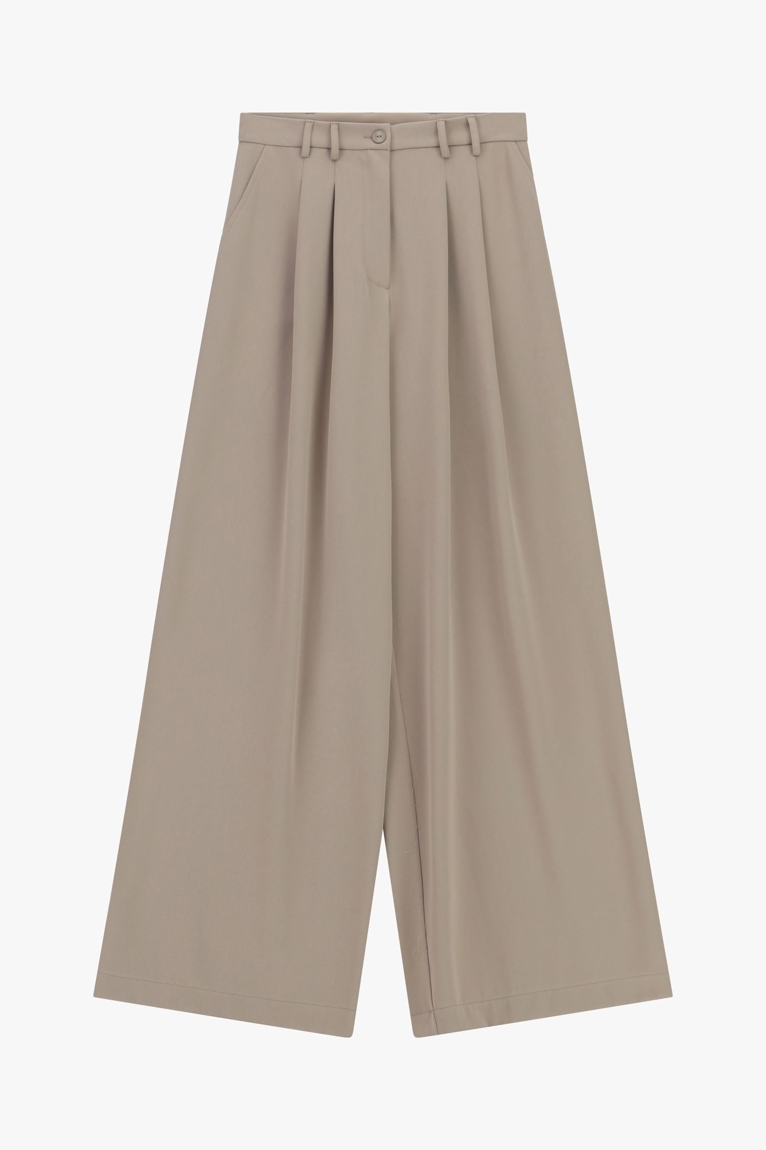 Pantalon doubles pinces jambes évasées taupe Please Femme