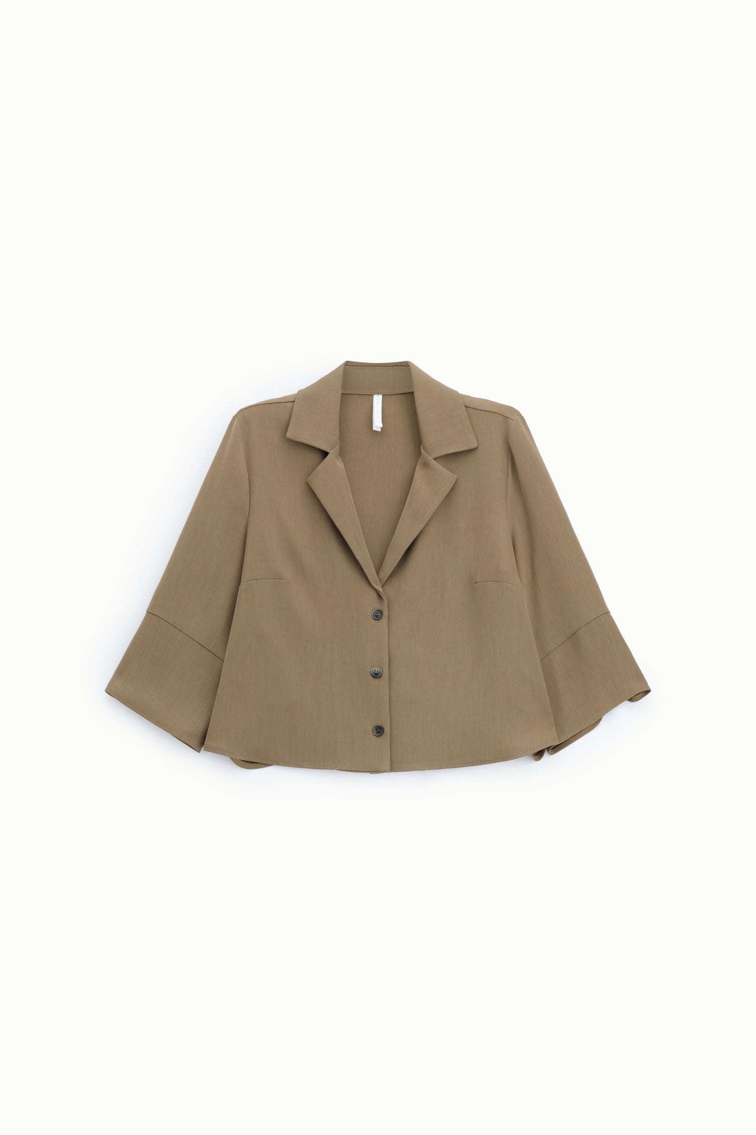 Chemise cropped col a revers tabac - Imperial Femme