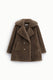 Image de Manteau croisé en fausse fourrure noisette – Please